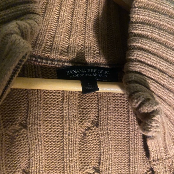 BANANA REPUBLIC MEN’s CHUNKY  YARN ZIPPED TAN CARDIGAN Sweater Lrg COZY - Picture 10 of 10